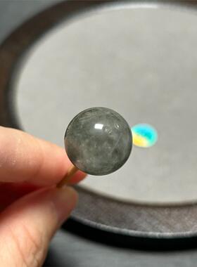 15.8mm灰绿兔毛幽灵水晶单珠