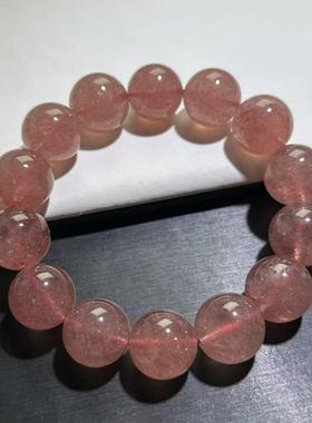 草莓晶手串鸽血红草莓晶女款白水体草莓晶手链桃花单圈素款时尚