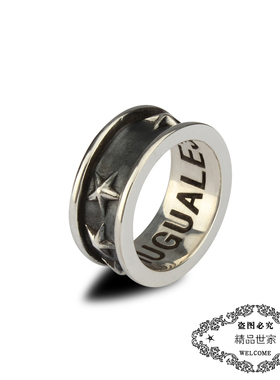 欧美风五角星纯银戒指