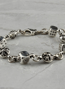 骰子朋克风复古纯银手串