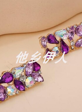 美国代购方形吊坠闪光水钻耳钉