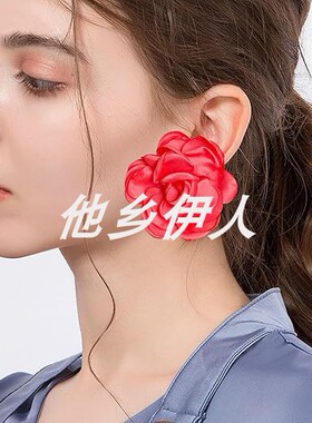美国代购雪纺花朵耳环耳钉