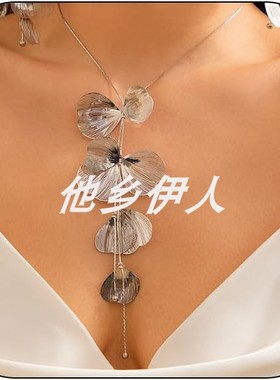 美国代购长花叶项链套索吊坠饰品