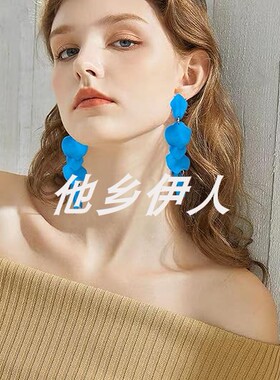美国代购长款亚克力夸张花朵耳环
