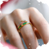 Tara Ring | 18K Gold Diamond Ring Six-Word Mantra White and Green Tara Mantra Triple Protection Original