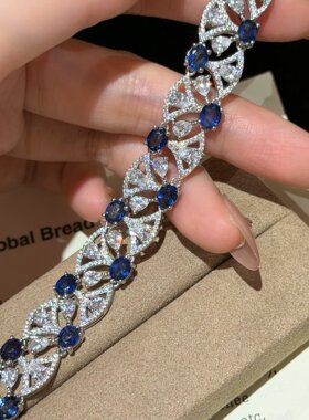 欧美新款锆石椭圆形几何拼接卡扣手链轻奢高级感手环时尚百搭手饰