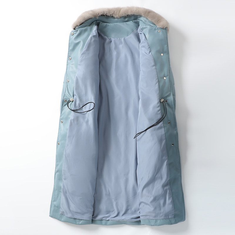 皮衣女真皮外套中长款系带收腰水貂毛领气质羽绒新款白鸭绒绵羊皮,淘宝优惠券,粉丝福利购,淘宝优惠卷