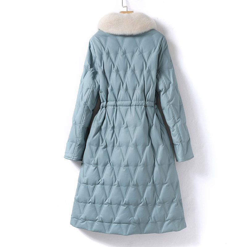 皮衣女真皮外套中长款系带收腰气质水貂毛领2025年新款海宁绵羊皮,淘宝优惠券,粉丝福利购,淘宝优惠卷