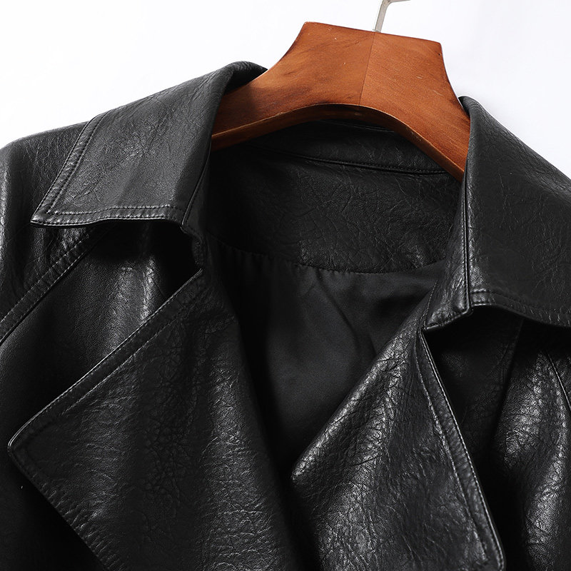 海宁皮夹克女常规黑色韩版腰带真皮女士外套2025新品绵羊皮女皮衣,淘宝优惠券,粉丝福利购,淘宝优惠卷