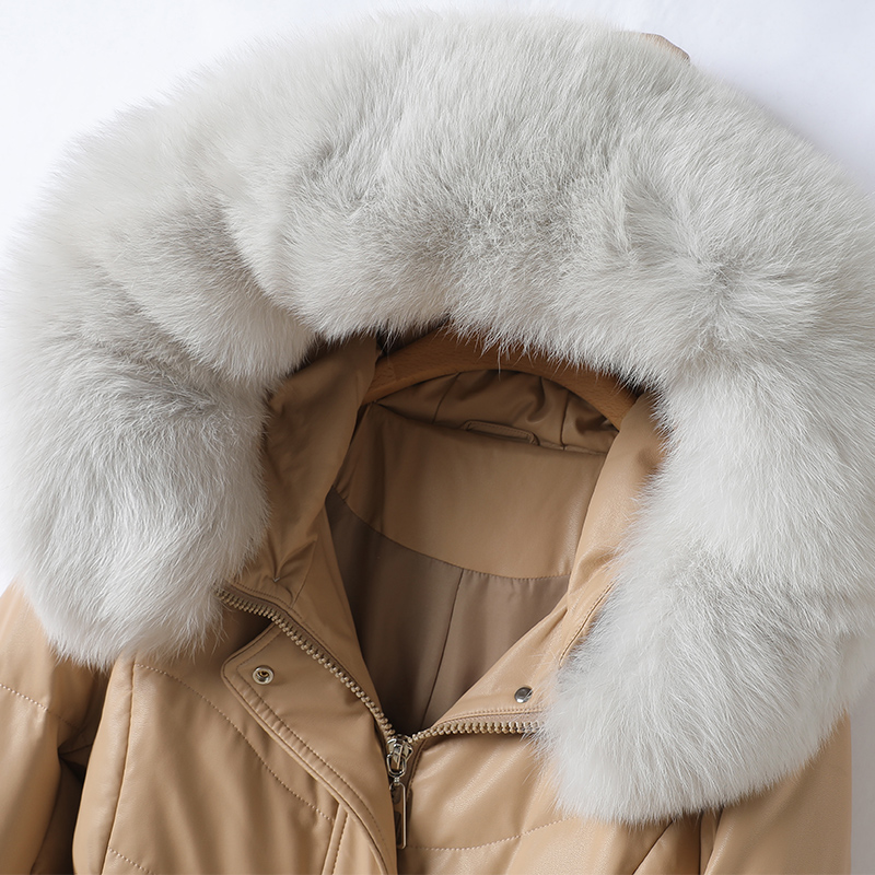 海宁皮羽绒女皮衣秋冬女外套中长狐狸毛领连帽白鸭绒绵羊皮女真皮,淘宝优惠券,粉丝福利购,淘宝优惠卷