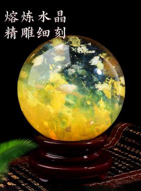 采购产品黄色水晶球饰品，吸引财富，手工黄色高端客厅，门厅，卧