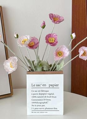 ins仿真花纸袋装饰花束摆件客厅桌面家居室内摆设拍照道具玄关