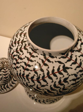 中式风纯手绘陶瓷储物罐正版现货