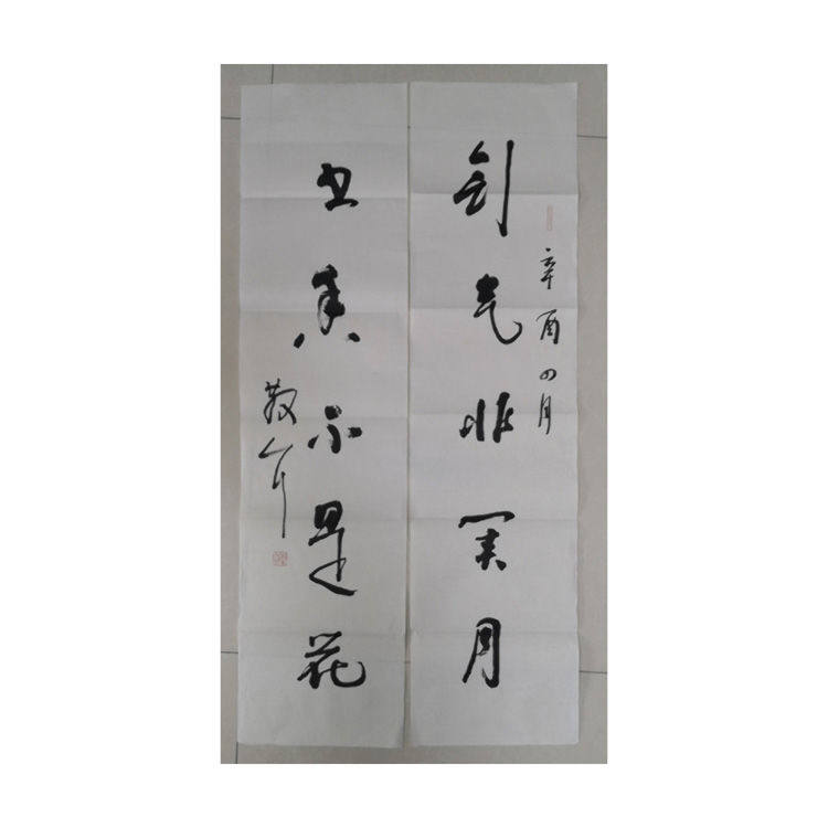 临摹手写林散之书法三尺对联25x100cm名家题字名人字画收藏可提供