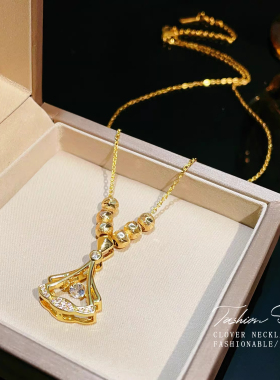 银杏叶钛钢锁骨链女防过敏不掉色