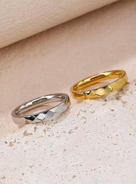 不掉色简约冷淡风金色戒指