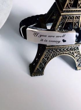 首饰原创设计订制皮绳刻字情侣款