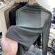 Pile collar sexy ບາງໆ see-through ຕາຫນ່າງ ເສື້ອທີເຊີດແຂນຍາວສໍາລັບແມ່ຍິງ 2025 ພາກຮຽນ spring ແລະ summer ເສື້ອຍືດຊັ້ນໃນແລະດ້ານລຸ່ມໃຫມ່
