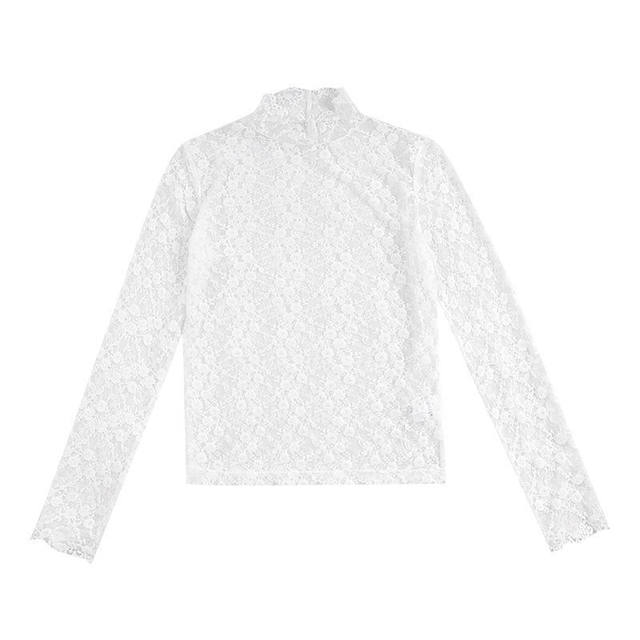 ເສື້ອ lace bottoming ແມ່ຍິງພາກຮຽນ spring ແລະ summer ພາກບາງ 2025 ຮູບແບບໃຫມ່ຂອງຕ່າງປະເທດ sunscreen ຕາຫນ່າງສີຂາວແຂນຍາວເທິງ