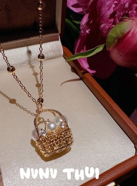 意大利拉丝蝴蝶兰花宝石项链宴会