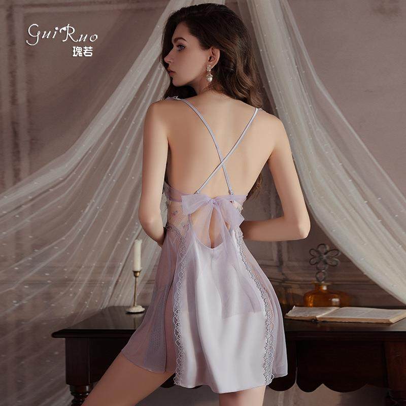 聚拢加胸垫睡衣慵懒可爱飞袖性感顺滑缎面睡裙外袍女套装5164,淘宝优惠券,粉丝福利购,淘宝优惠卷