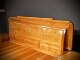 Golden nanmu double bed high and low bed small leaf Zhennan frame bed carved with water waves classical new Chinese style solid wood