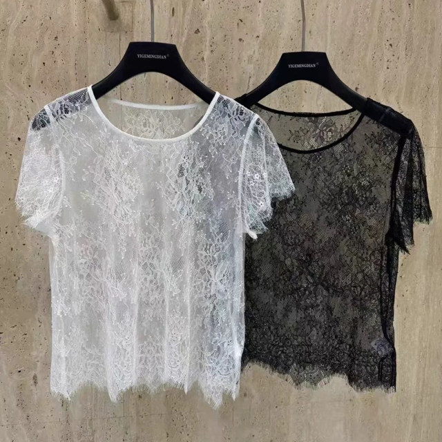 ເສື້ອຍືດແຂນສັ້ນ lace bottoming ສໍາລັບແມ່ຍິງ, sexy, ຄົນອັບເດດ: ແລະ feminine