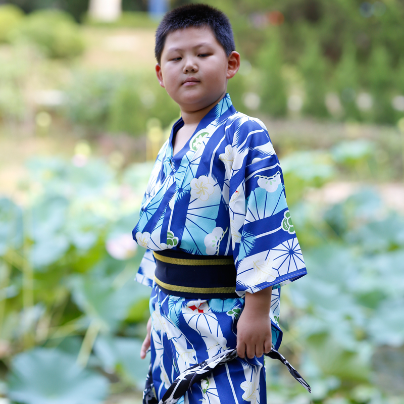 男童日本和服浴衣小男孩蓝剑雨传统正装和服抗皱免熨烫正装和服-图2