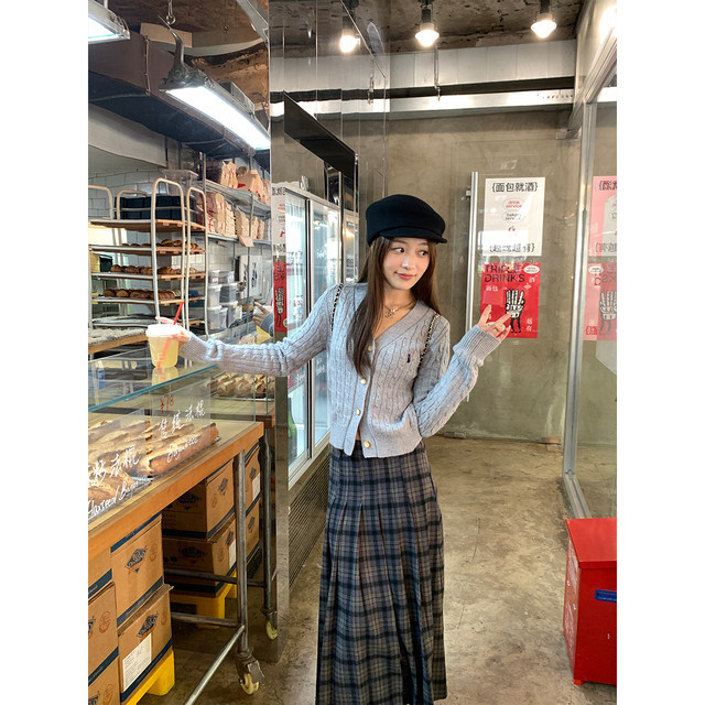 Sieyiu retro plaid pleated skirt for women 2024 autumn and winter new style small mid-length versatile A-line skirt