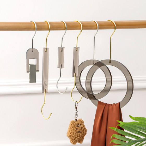 Transparent acrylic hook ring tie rack long S hook