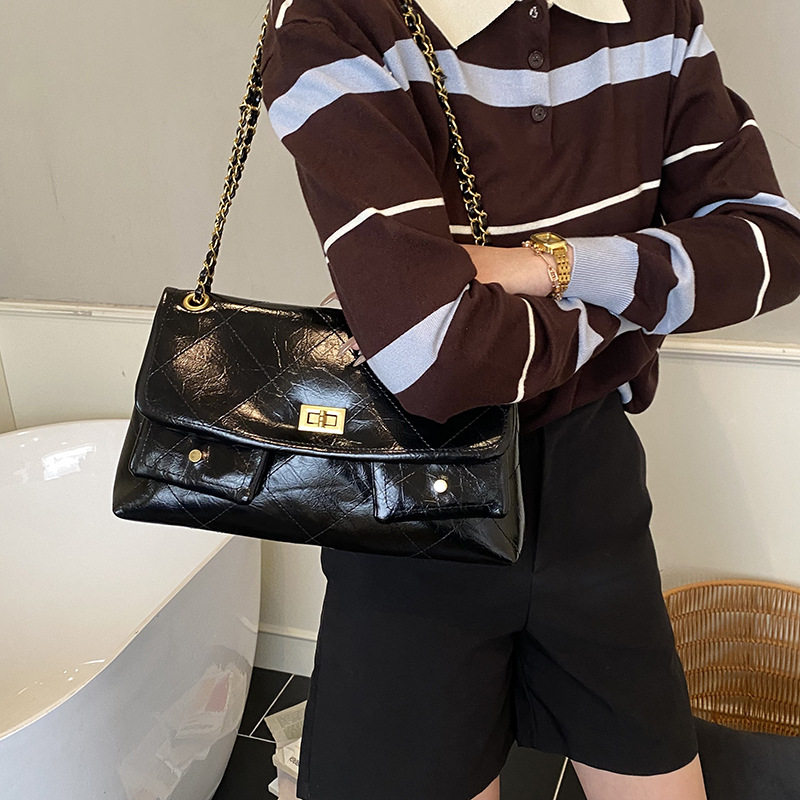 跨境小香风菱格链条包2026春新款腋下包女高级感单肩包通勤斜挎包,淘宝优惠券,粉丝福利购,淘宝优惠卷