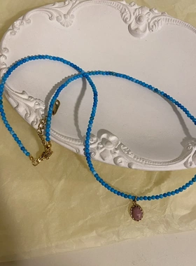 蓝色春夏锁骨链项链颈链配饰女轻奢小众甜酷辣妹风女款2025新款