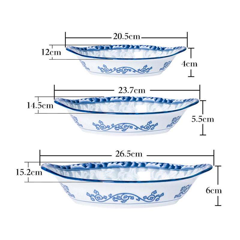 韩国进口釉下彩青瓷盘子陶瓷器蓝瓷盘元宝鱼盘菜盘水果盘干果盘-图2