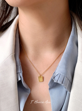 镀18K金转运字母项链福字好运