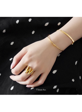 高品质调节开口戒指26个英文字母