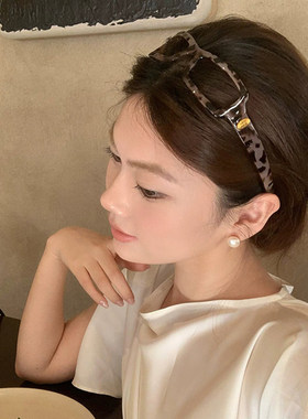 简约豹纹眼镜折叠发箍女气质新款
