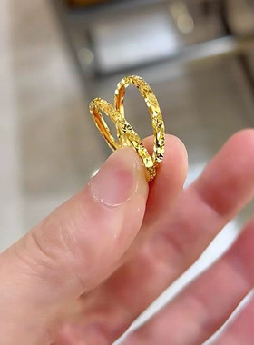 超闪轻奢风金色碎冰冰戒指