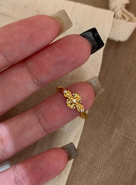 轻奢金色鸢尾花戒指简约