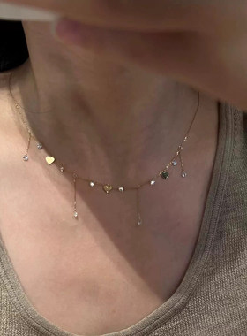 流苏爱心项链女款轻奢小众设计