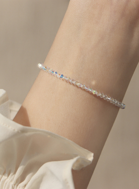 极细款超闪闪亮透明水晶珠串叠戴