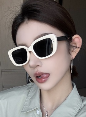 高级感猫眼女白色偏光超轻太阳镜