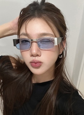 金属银边老钱风墨镜女潮小框方形