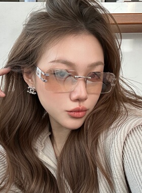 复古Y2K无框渐变水银显瘦墨镜女