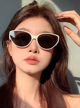 复古白色猫眼gm墨镜女
