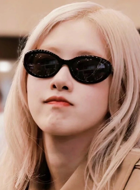 rose机场黑色猫眼墨镜女欧美辣妹