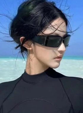 2025新Y2K户外运动男潮骑行太阳眼镜网感欧美风发箍墨镜防风曲面