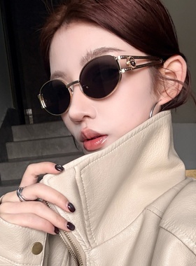 欧美金属边老钱风猫眼防晒太阳镜