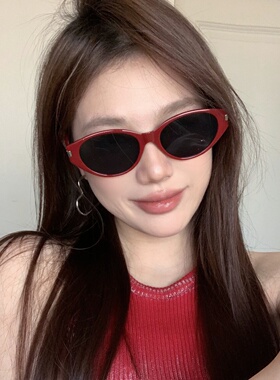 复古酒红猫眼墨镜女高级感太阳镜