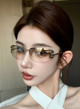欧美辣妹y2k无框水银显瘦太阳镜