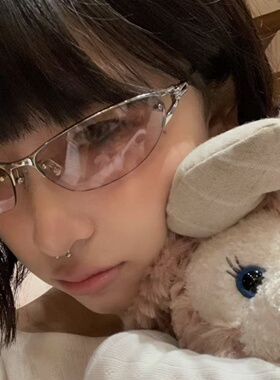 卢昱晓同款金属银半框飞行墨镜